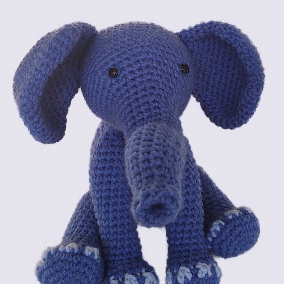 Hand Crochet Stuffed Baby Elephant, made by me - Picture 3 of 7